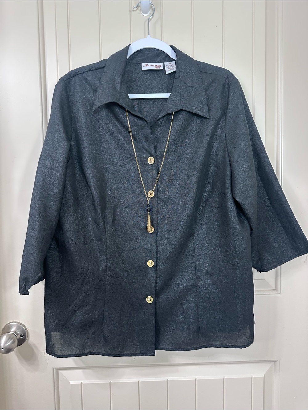 Joanna Plus 1X Lightweight Sheer Button-Front Shirt - Black